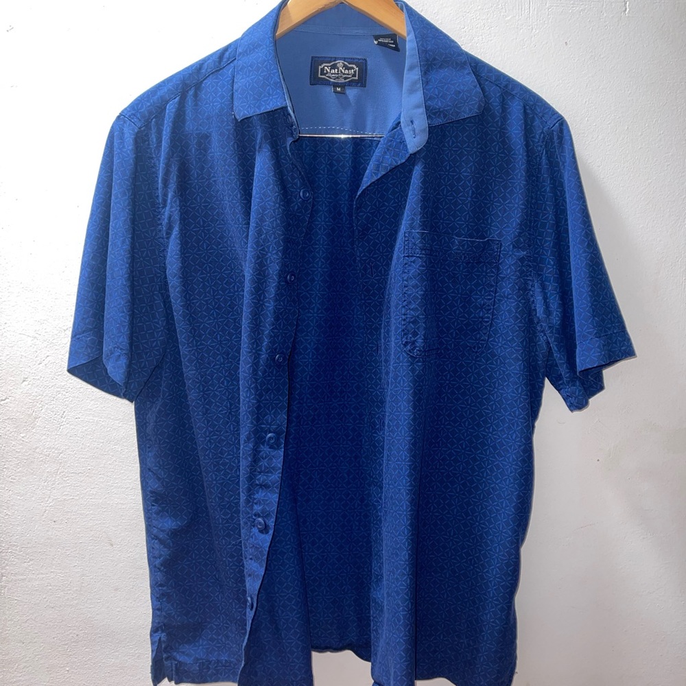 Boho Blue Beachy Button-down